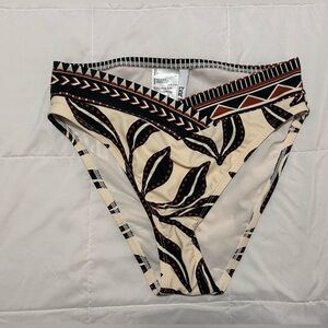Bar III Cream Black and Rust Patterned Bikini Bottoms